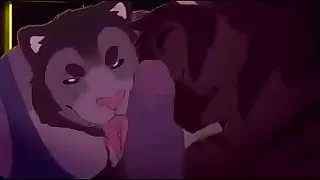 2Furry men licking a cock